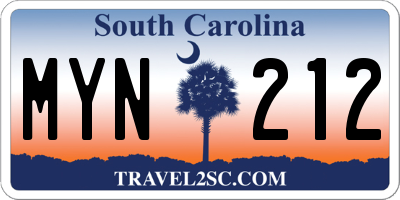 SC license plate MYN212