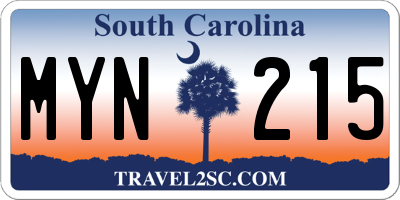 SC license plate MYN215