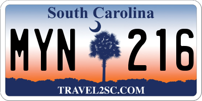 SC license plate MYN216