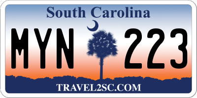 SC license plate MYN223