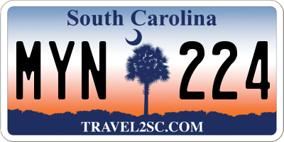 SC license plate MYN224