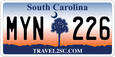 SC license plate MYN226
