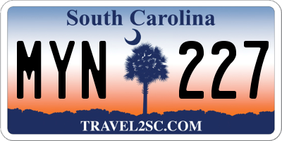 SC license plate MYN227