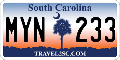 SC license plate MYN233