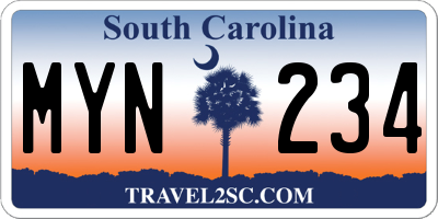 SC license plate MYN234