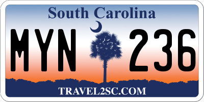 SC license plate MYN236