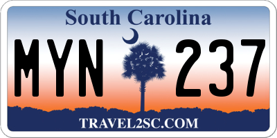 SC license plate MYN237