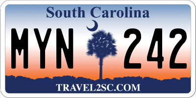 SC license plate MYN242
