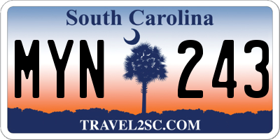 SC license plate MYN243