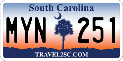 SC license plate MYN251