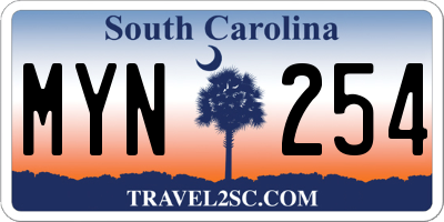 SC license plate MYN254