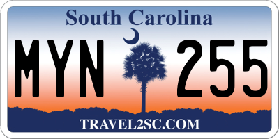 SC license plate MYN255