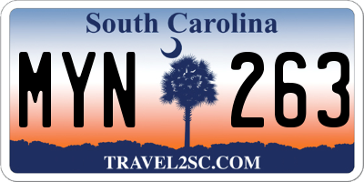 SC license plate MYN263