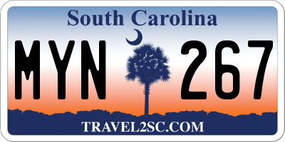 SC license plate MYN267
