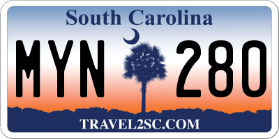 SC license plate MYN280
