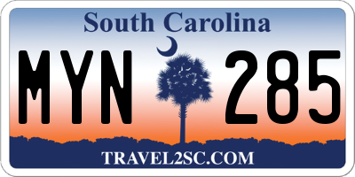 SC license plate MYN285
