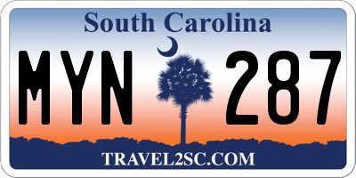 SC license plate MYN287