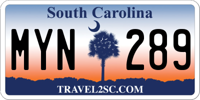 SC license plate MYN289