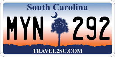 SC license plate MYN292