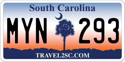 SC license plate MYN293