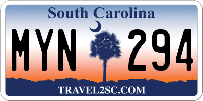 SC license plate MYN294