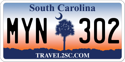SC license plate MYN302