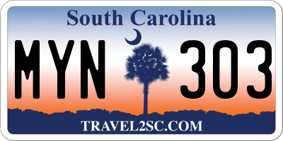 SC license plate MYN303