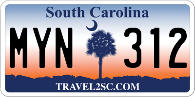 SC license plate MYN312