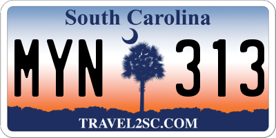 SC license plate MYN313