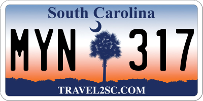 SC license plate MYN317