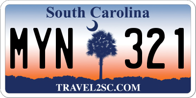 SC license plate MYN321