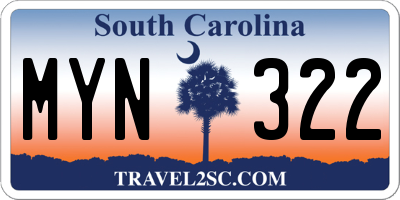 SC license plate MYN322