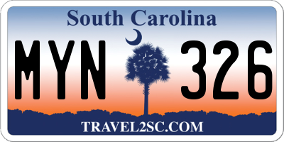 SC license plate MYN326