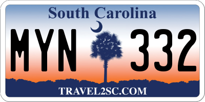 SC license plate MYN332