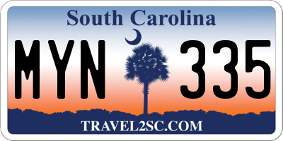 SC license plate MYN335