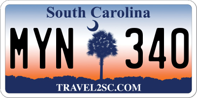 SC license plate MYN340