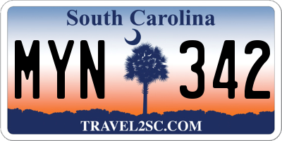 SC license plate MYN342