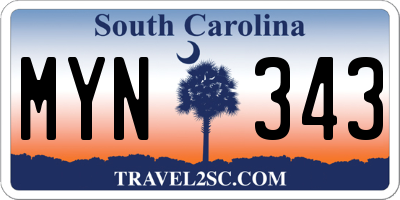 SC license plate MYN343