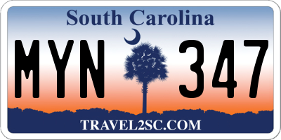SC license plate MYN347