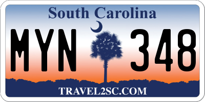 SC license plate MYN348