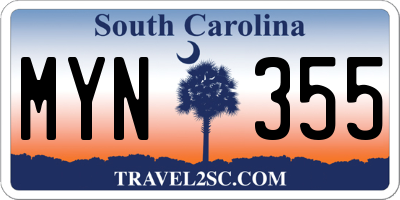 SC license plate MYN355