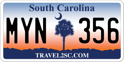 SC license plate MYN356