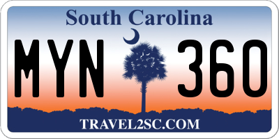 SC license plate MYN360