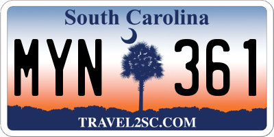 SC license plate MYN361