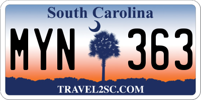 SC license plate MYN363