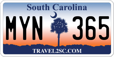 SC license plate MYN365