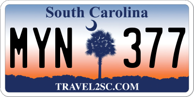 SC license plate MYN377