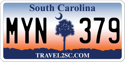SC license plate MYN379