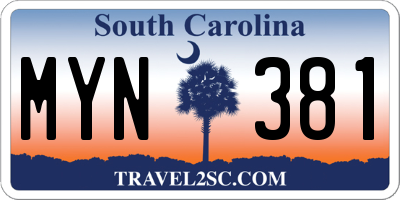 SC license plate MYN381