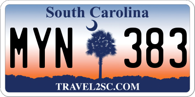 SC license plate MYN383